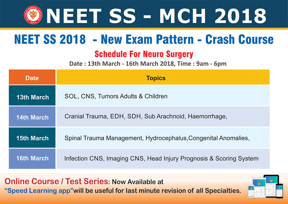 MCH Crash Course Schedule